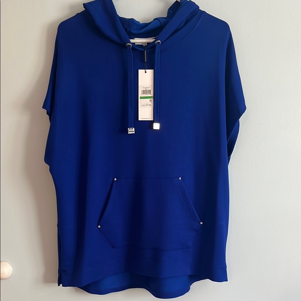 Blue Sleeveless Hoodie with Front Pocket Calvin Klein